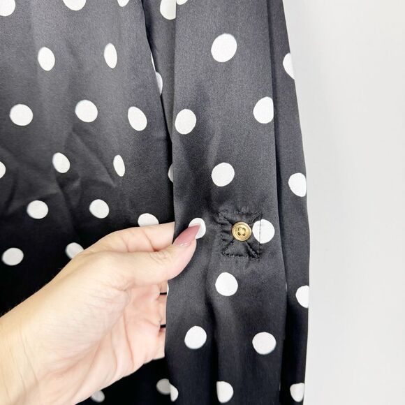 SERGIO HUDSON | NEW Silk Button Down Black/White Polka Dot Blouse Women’s Size M - Picture 11 of 14
